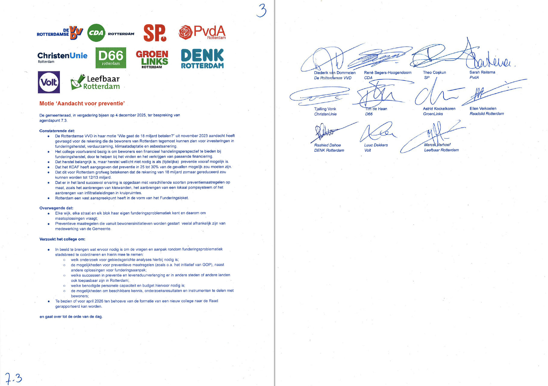 7.3 Motie 3 Aandacht voor preventie